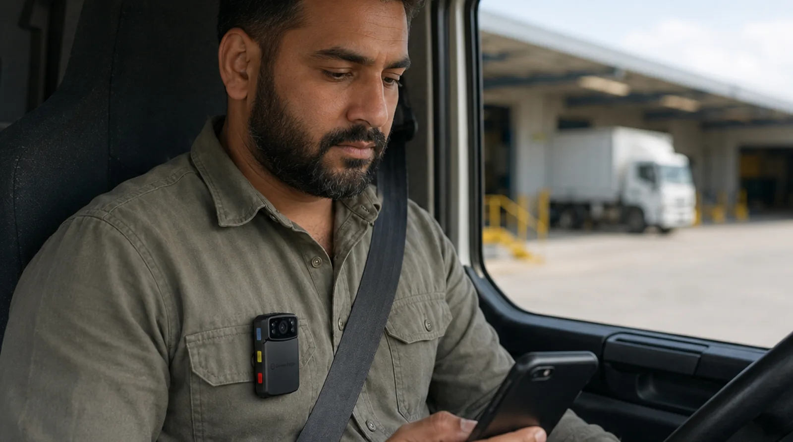 A driver-ID handoff at shift change.